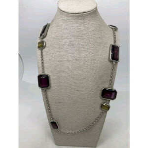NWT Chico’s Purple & Yellow Rhinestone Long Necklace | 36”